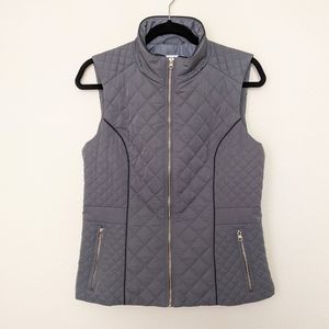 New York & Company Women's Sleeveless Quilted Puffer Vest Gray Small NWT